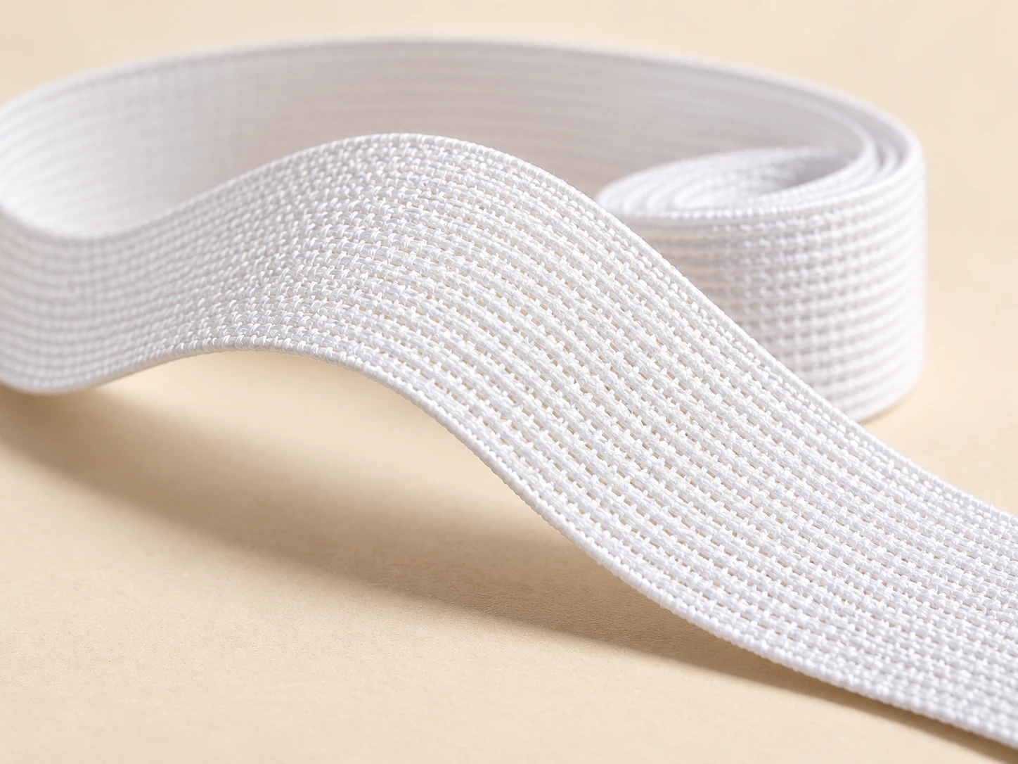 Close-up knitted white elastic surface